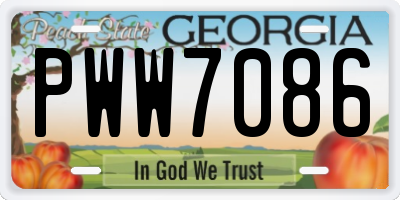 GA license plate PWW7086