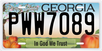 GA license plate PWW7089