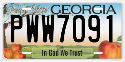 GA license plate PWW7091