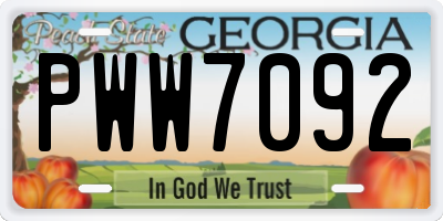 GA license plate PWW7092