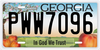 GA license plate PWW7096