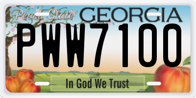 GA license plate PWW7100