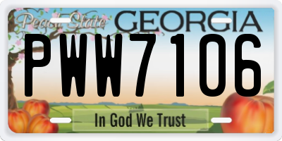 GA license plate PWW7106
