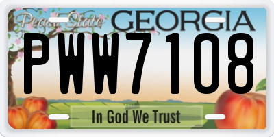GA license plate PWW7108