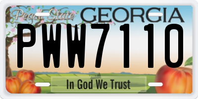GA license plate PWW7110