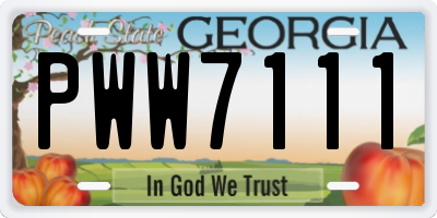 GA license plate PWW7111