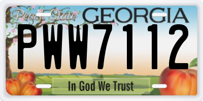 GA license plate PWW7112