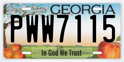 GA license plate PWW7115