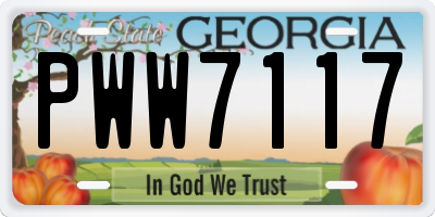 GA license plate PWW7117