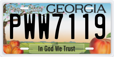 GA license plate PWW7119