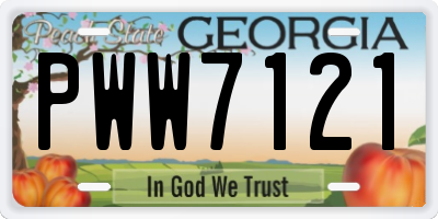 GA license plate PWW7121