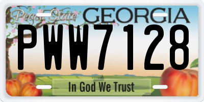 GA license plate PWW7128
