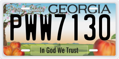GA license plate PWW7130