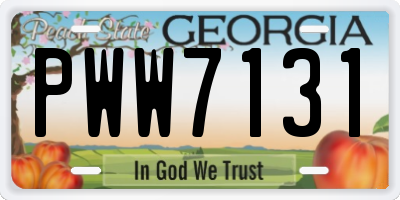 GA license plate PWW7131