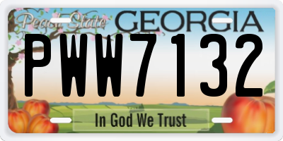 GA license plate PWW7132