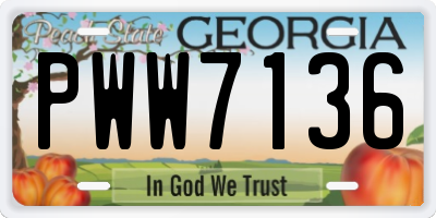 GA license plate PWW7136