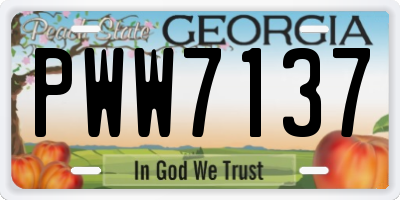 GA license plate PWW7137