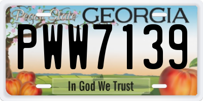 GA license plate PWW7139