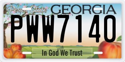 GA license plate PWW7140