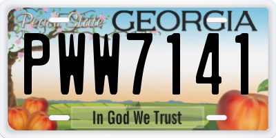 GA license plate PWW7141