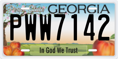 GA license plate PWW7142