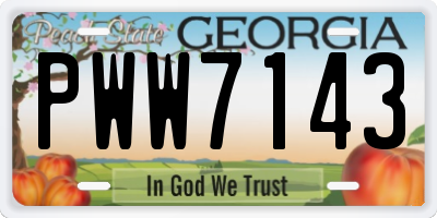 GA license plate PWW7143