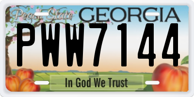 GA license plate PWW7144