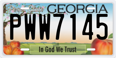 GA license plate PWW7145