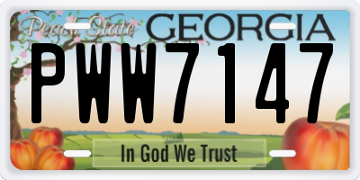 GA license plate PWW7147