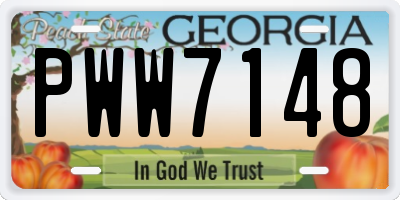 GA license plate PWW7148