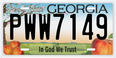 GA license plate PWW7149