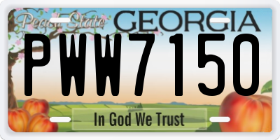 GA license plate PWW7150