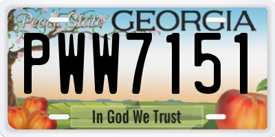 GA license plate PWW7151