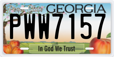 GA license plate PWW7157