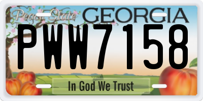 GA license plate PWW7158
