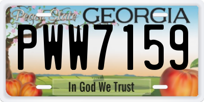 GA license plate PWW7159