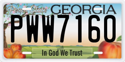 GA license plate PWW7160