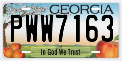 GA license plate PWW7163