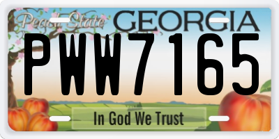 GA license plate PWW7165