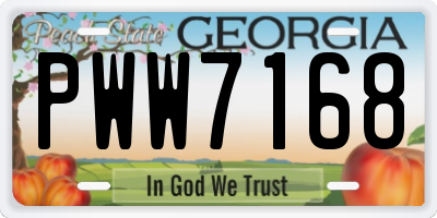 GA license plate PWW7168