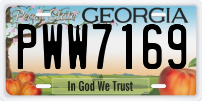 GA license plate PWW7169