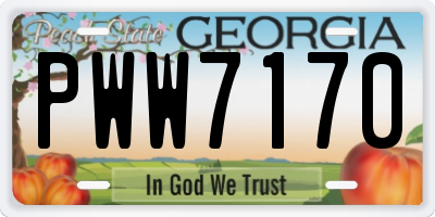 GA license plate PWW7170