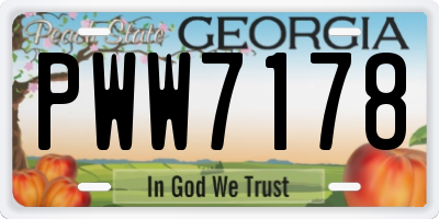 GA license plate PWW7178