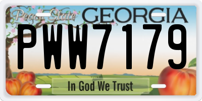 GA license plate PWW7179
