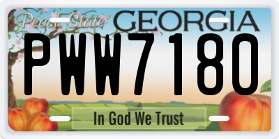 GA license plate PWW7180