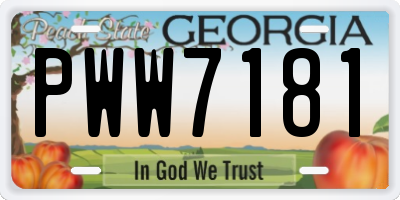 GA license plate PWW7181
