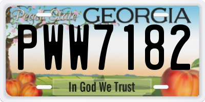 GA license plate PWW7182
