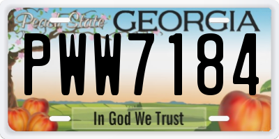 GA license plate PWW7184