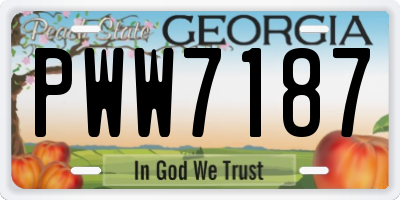 GA license plate PWW7187