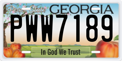 GA license plate PWW7189